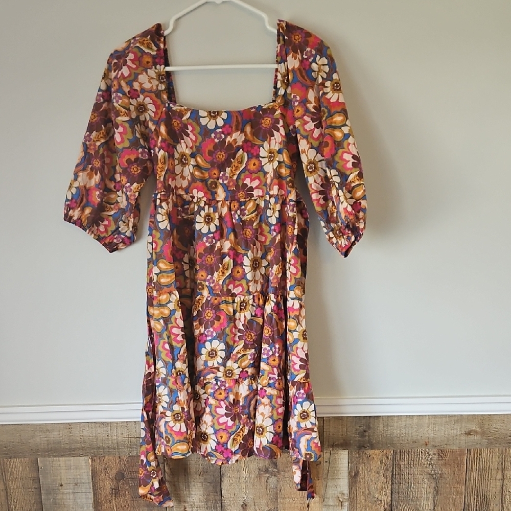 Olivaceous Colorful Floral Midi Dress